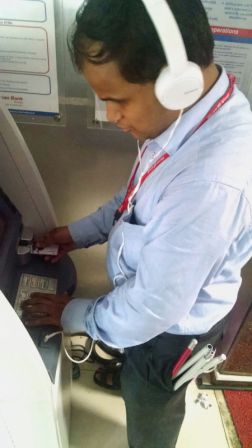 Ravi Thakur, a banker and a regular user of Union bank’s Talking ATM installed at bank's Mumbai Head office building